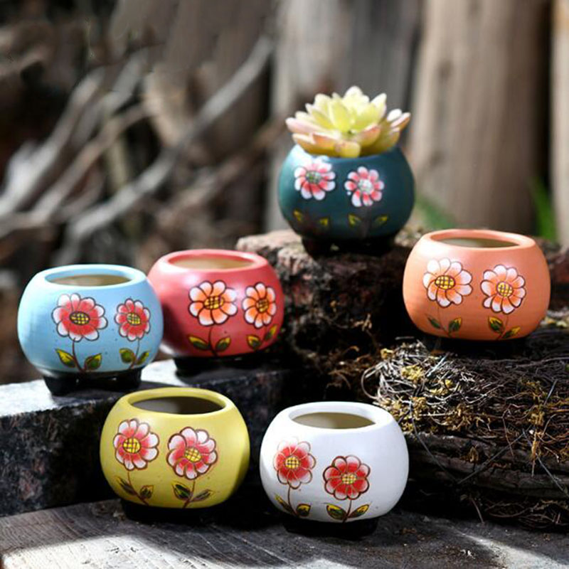 Bonsai Garden Art - 6 sztuk/zestaw porcelana ręcznie malowany kwiatowy